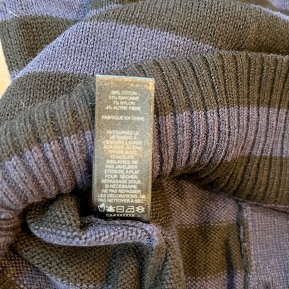 Women’s SZ S EXPRESS Royal blue and Black Striped V-Neck Sequin Elbow Cardigan - Picture 11 of 14